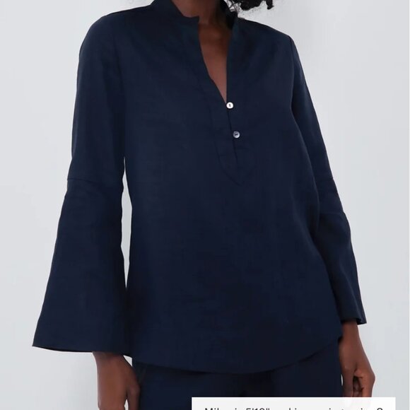 TUCKERNUCK X INDIA HICKS  Navy Linen Eleuthera Popover Tunic - Picture 3 of 6